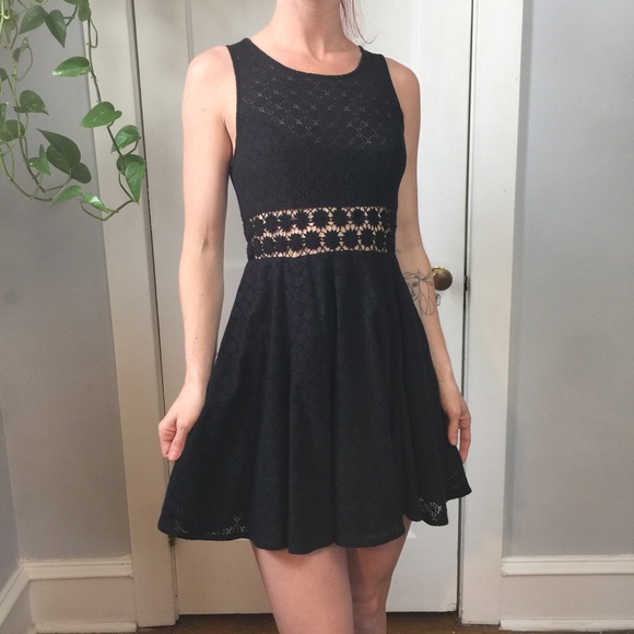 Free People Black Daisy Cage Skater Mini Dress - Picture 3 of 8